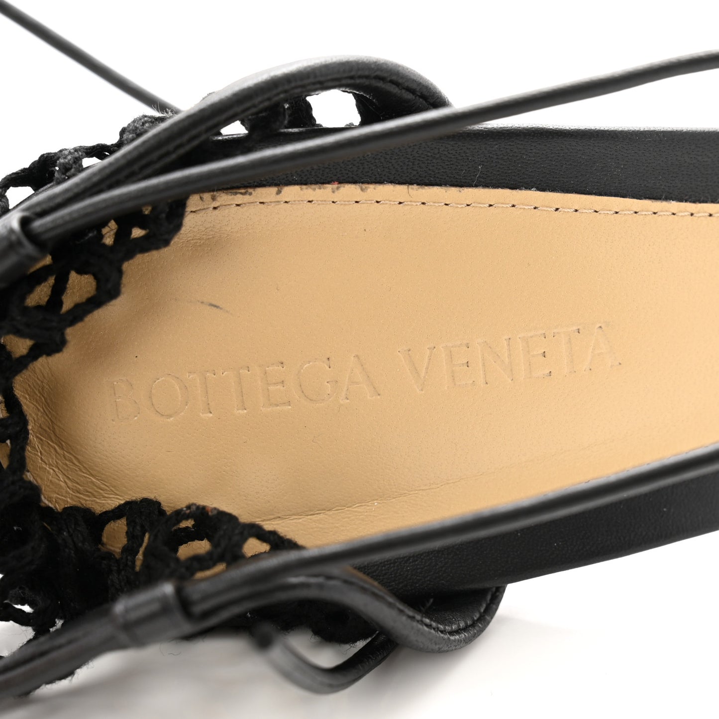 Mesh Nappa Stretch Ankle Tie Sandals 40 Black