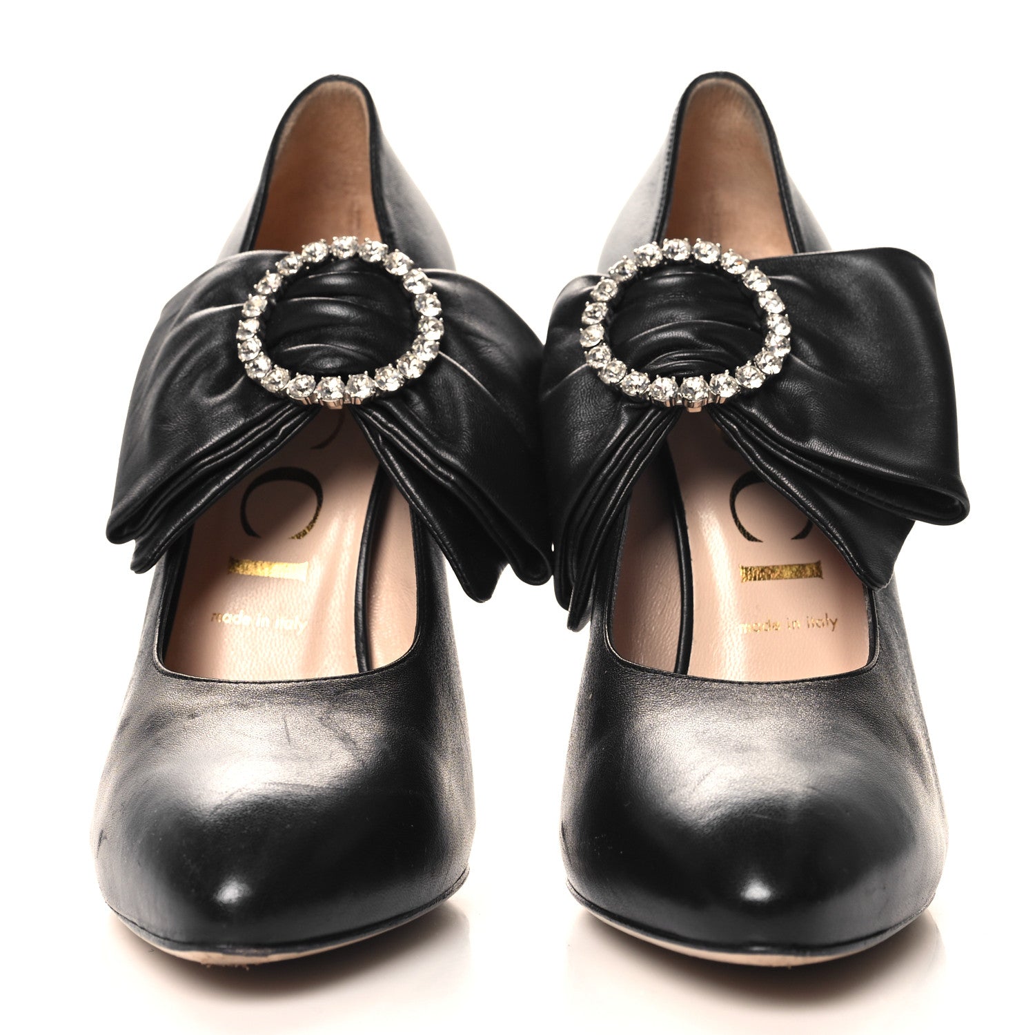 Gucci Nappa Removable Bow Elaisa Platform High Heel Pumps 39 Black 3 of 10