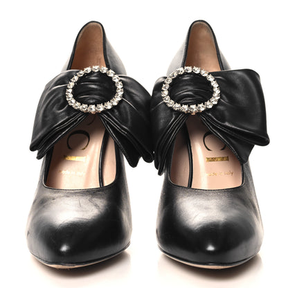 Gucci Nappa Removable Bow Elaisa Platform High Heel Pumps 39 Black 3 of 10
