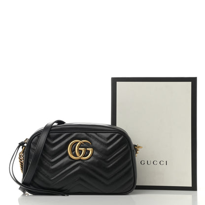 Gucci Calfskin Matelasse Small GG Marmont Chain Shoulder Bag Black 11 of 11