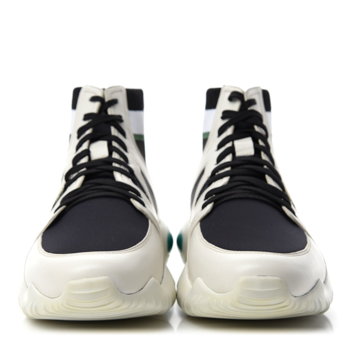 Calfskin Stretch Mens Lace Up High Top Sneakers 10 White Black