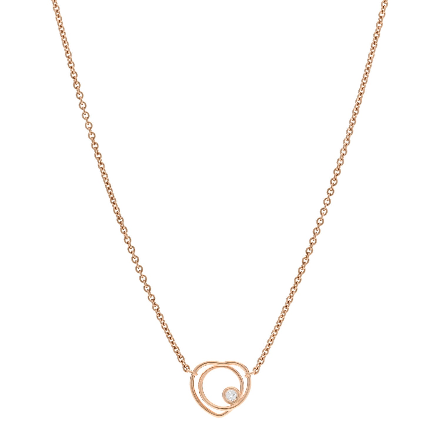 Hermes 18K Rose Gold Diamond TPM Vertige Coeur Necklace ST 1 of 5