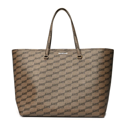 Balenciaga Coated Canvas BB Monogram Large Signature East West Shopper Bag Beige Brown 1 of 10