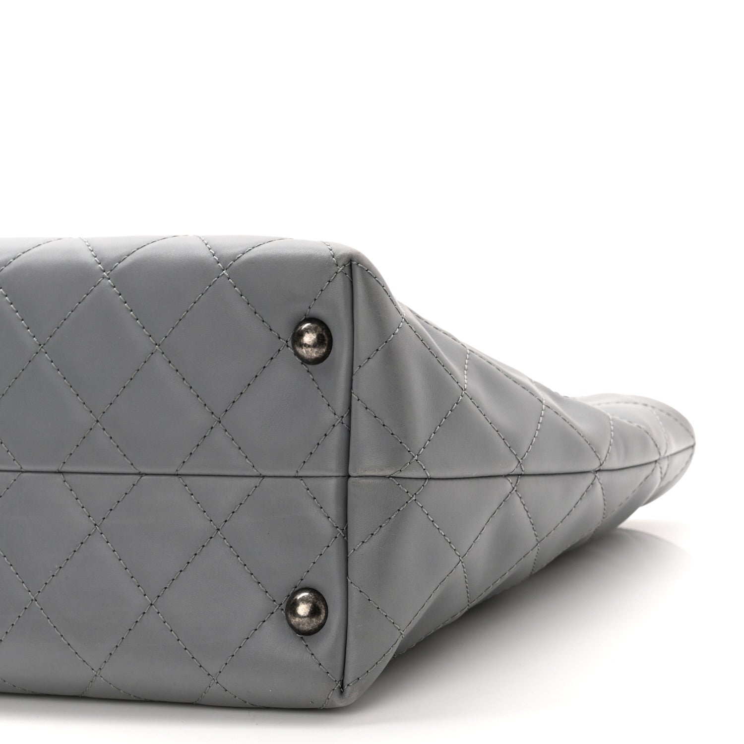 Chanel Calfskin Quilted Small Shopping In Chains Tote Grey 9 of 11