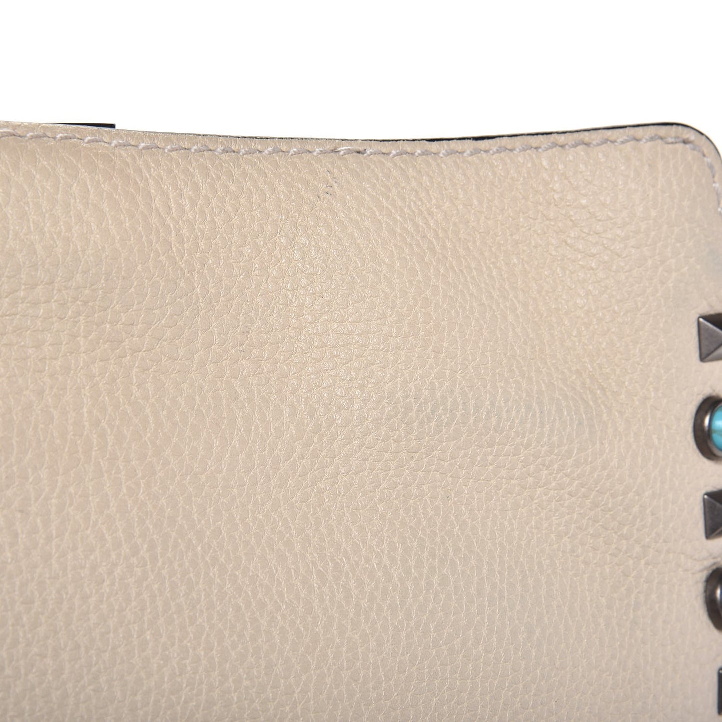 Pebbled Calfskin Tribal Small Guitar Strap Rockstud Rolling Flip-Lock Messenger Bag Ivory