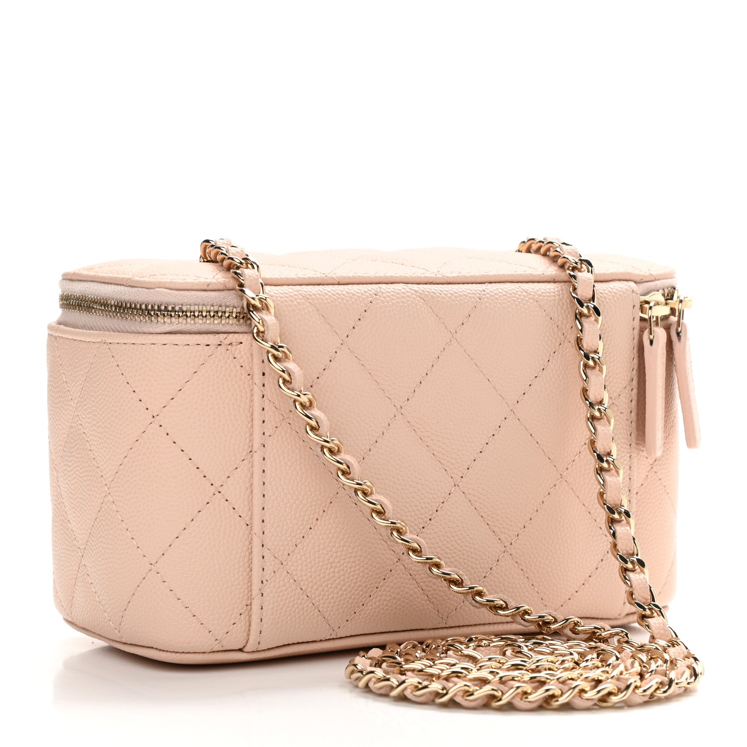 Chanel Caviar Quilted Small Vanity Case With Chain Light Beige 3 of 11
