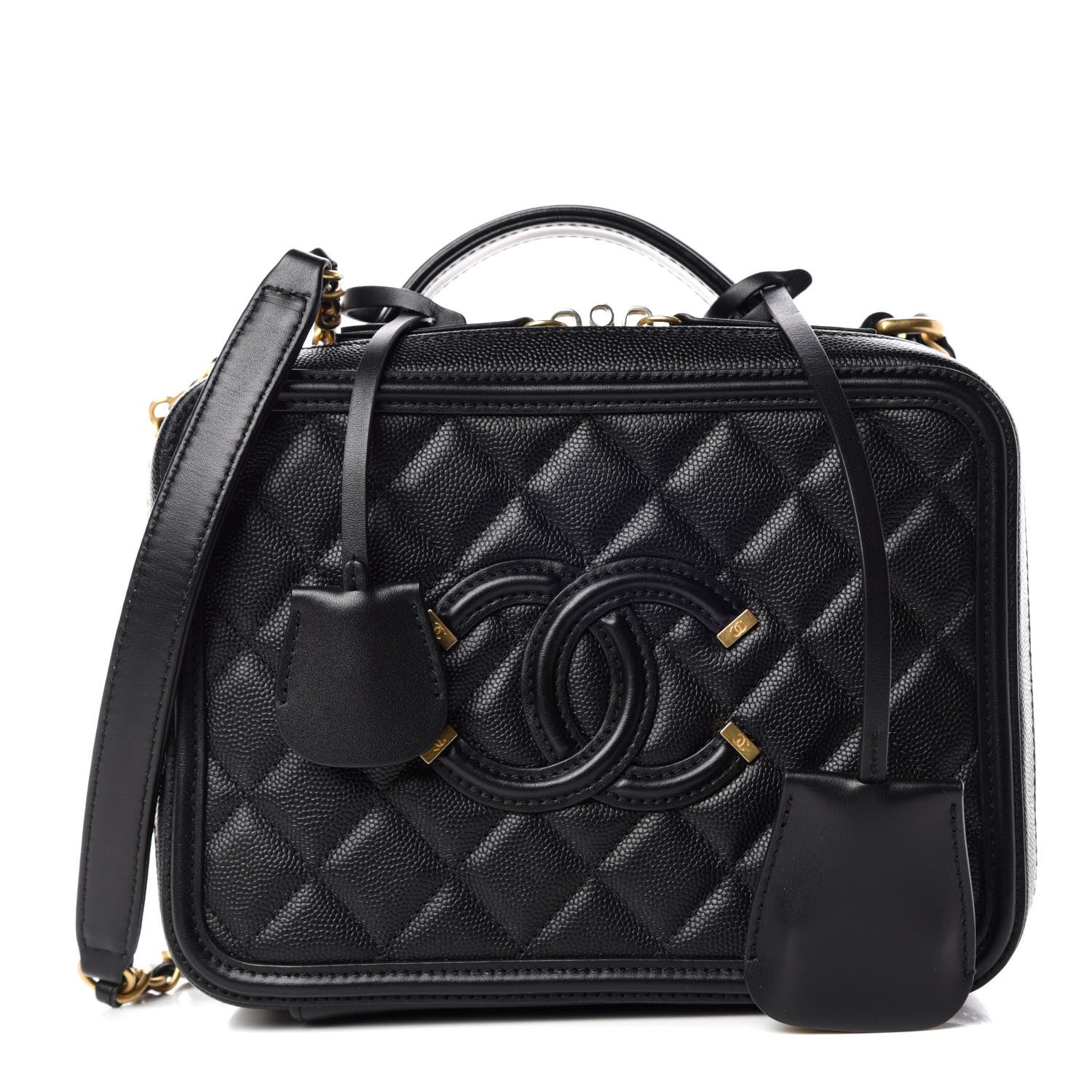 Chanel Caviar Quilted Medium CC Filigree Vanity Case Black 1 of 10
