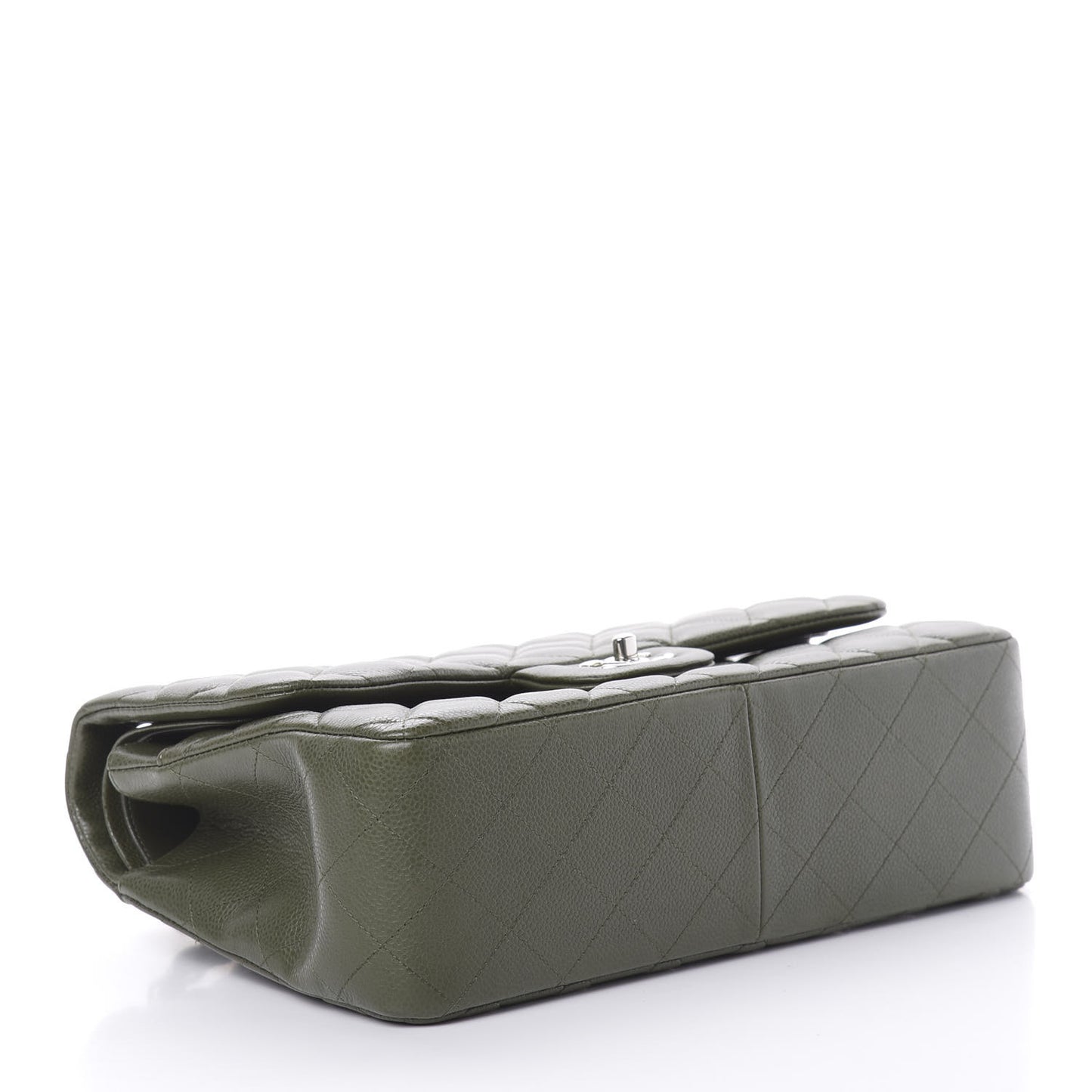 Caviar Quilted Jumbo Double Flap Dark Green