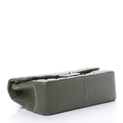 Chanel Caviar Quilted Jumbo Double Flap Dark Green 4 of 11