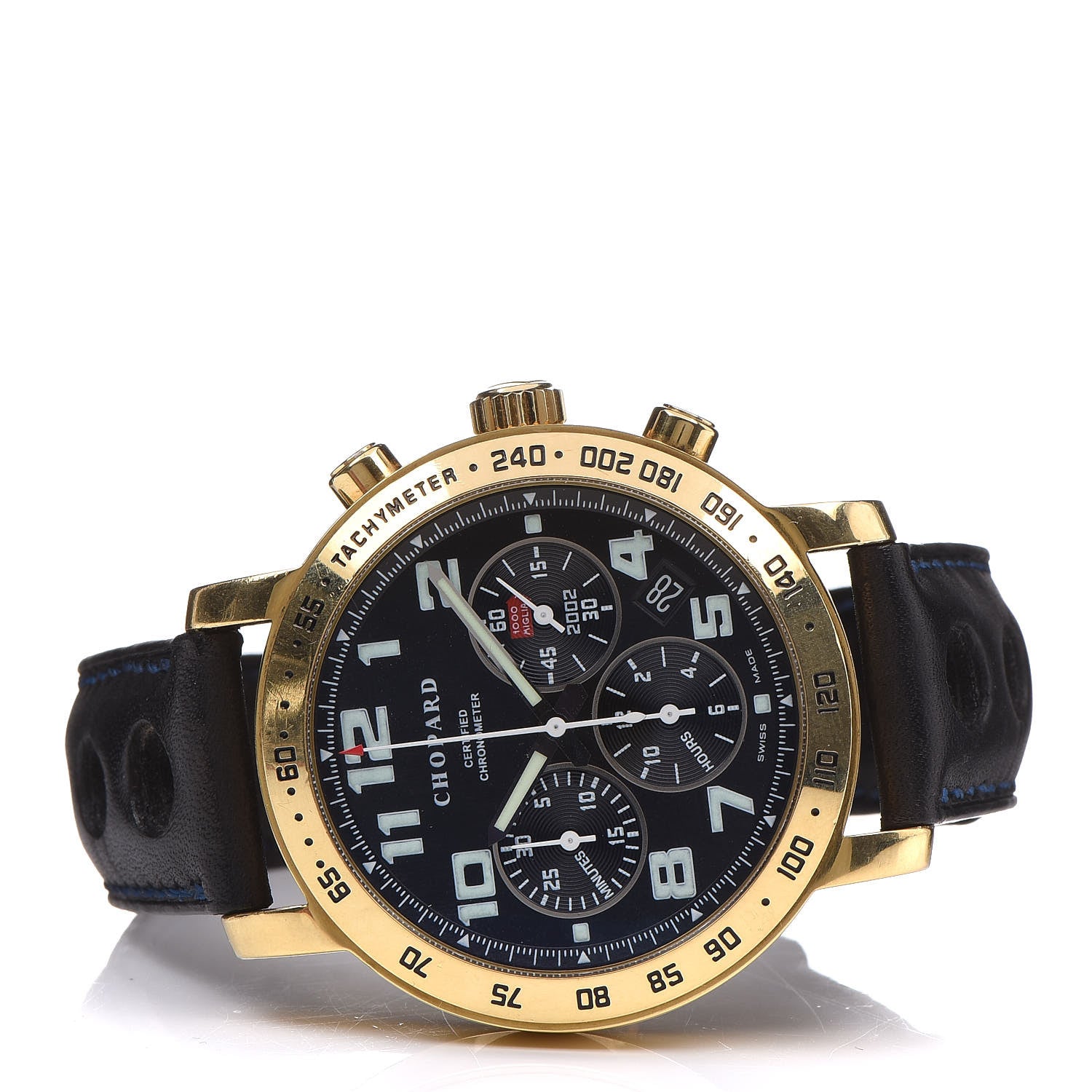 Chopard 18K Yellow Gold Calfskin 40mm Mille Miglia Limited Edition Chronometer Automatic Watch Black 4 of 11