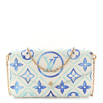 Louis Vuitton Monogram Giant By The Pool 2.0 Felicie Pochette Chain Wallet Lagoon Blue 1 of 9