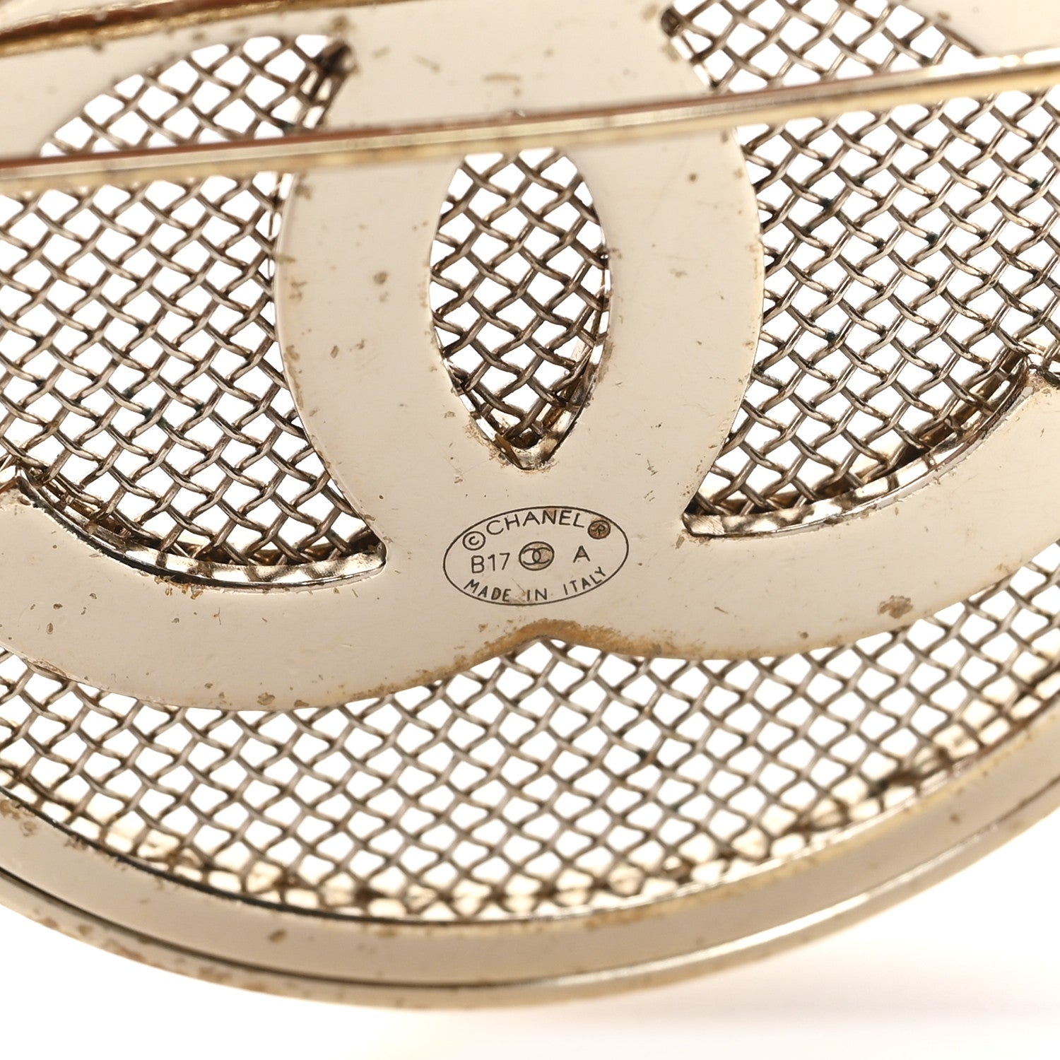 Chanel Mesh Circle CC Brooch Gold 3 of 3