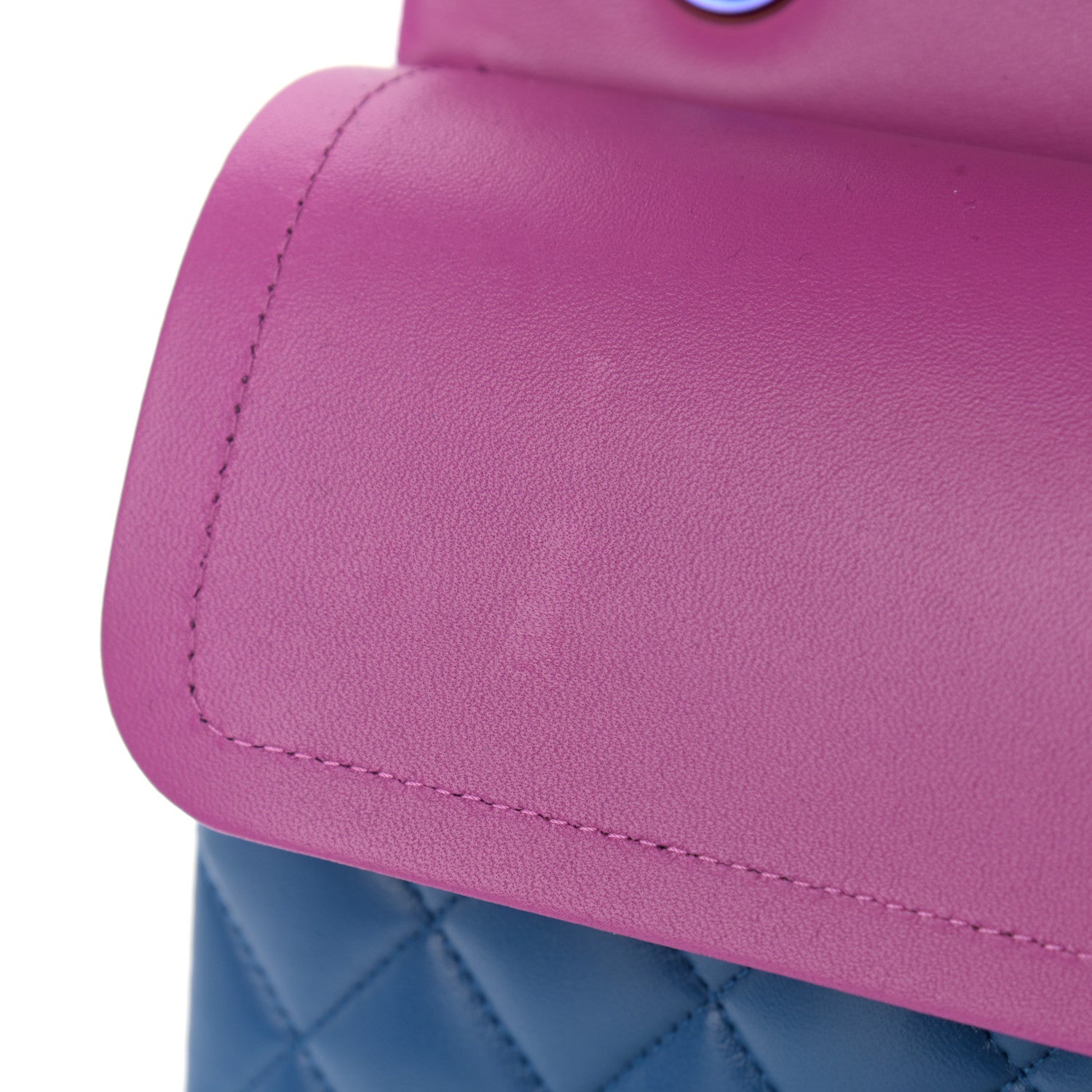 Chanel Lambskin Quilted Medium Double Flap Blue Pink 11 of 12