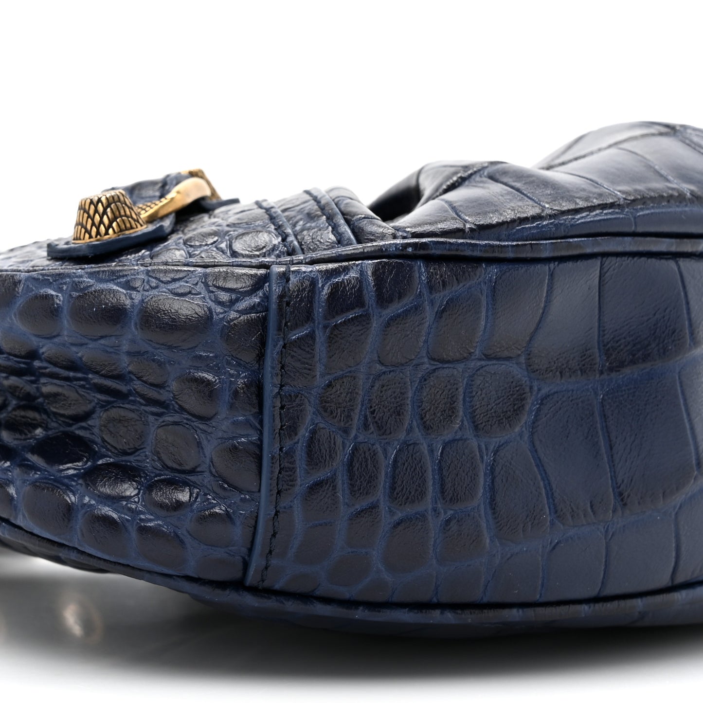Extra Supple Calfskin Crocodile Embossed Le Cagole Shoulder Bag XS Indigo