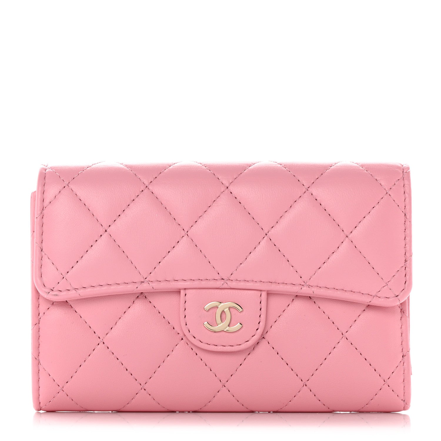 Chanel Lambskin Quilted Medium Flap Wallet Pink 1 of 8