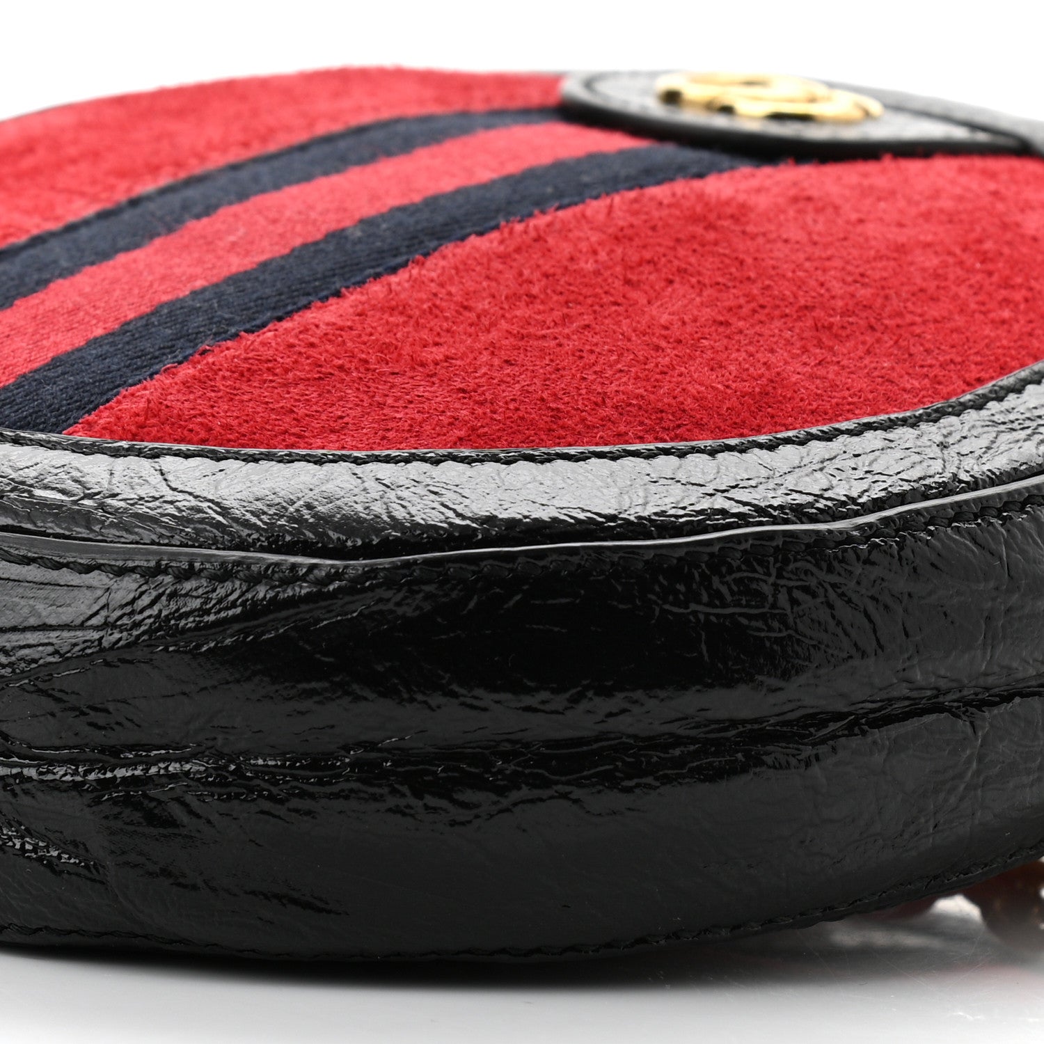 Gucci Suede Patent Web Mini Ophidia Round Shoulder Bag Hibiscus Red Black 10 of 10
