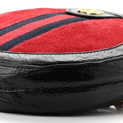 Gucci Suede Patent Web Mini Ophidia Round Shoulder Bag Hibiscus Red Black 10 of 10
