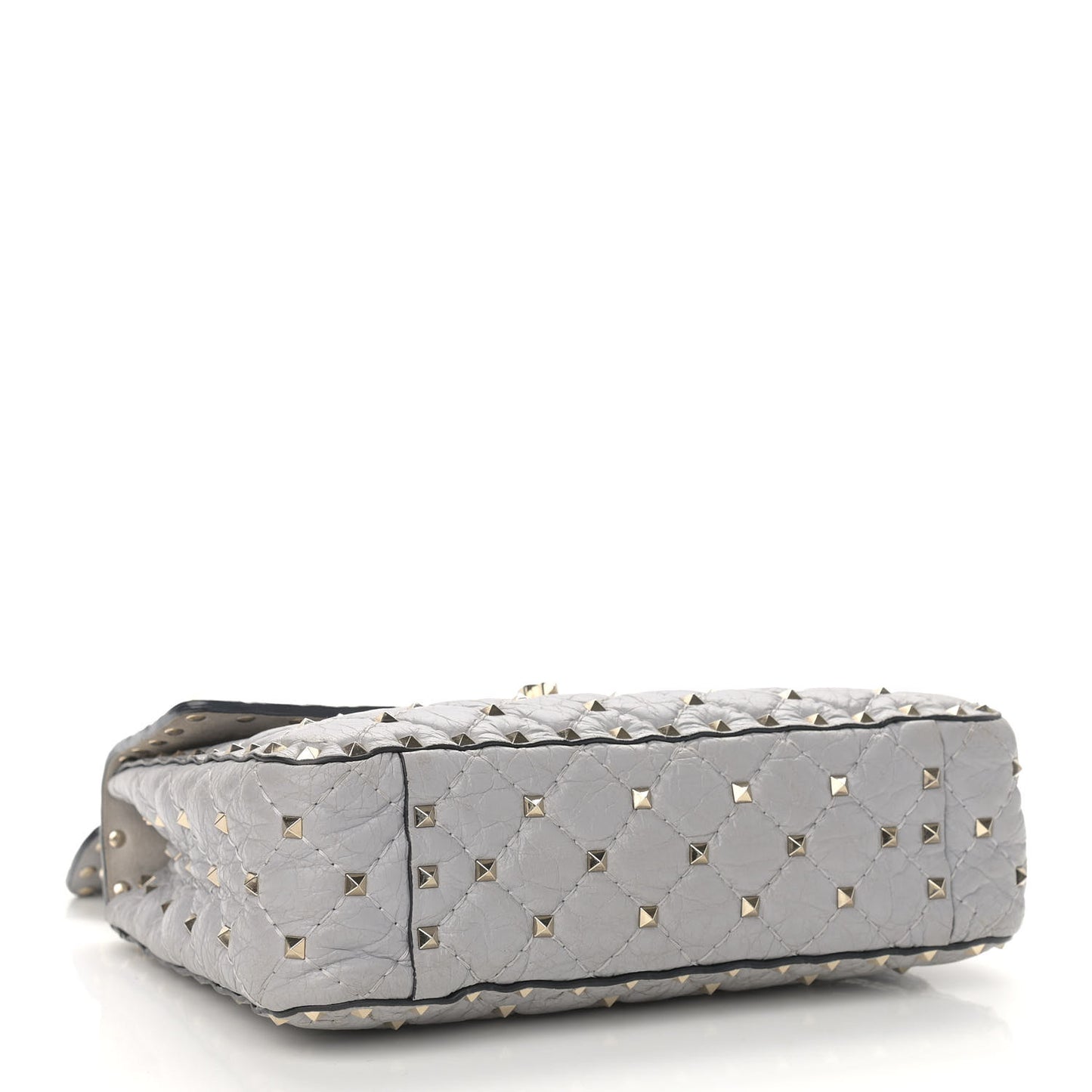 Craquele Nappa Medium Rockstud Spike Shoulder Bag Pastel Grey