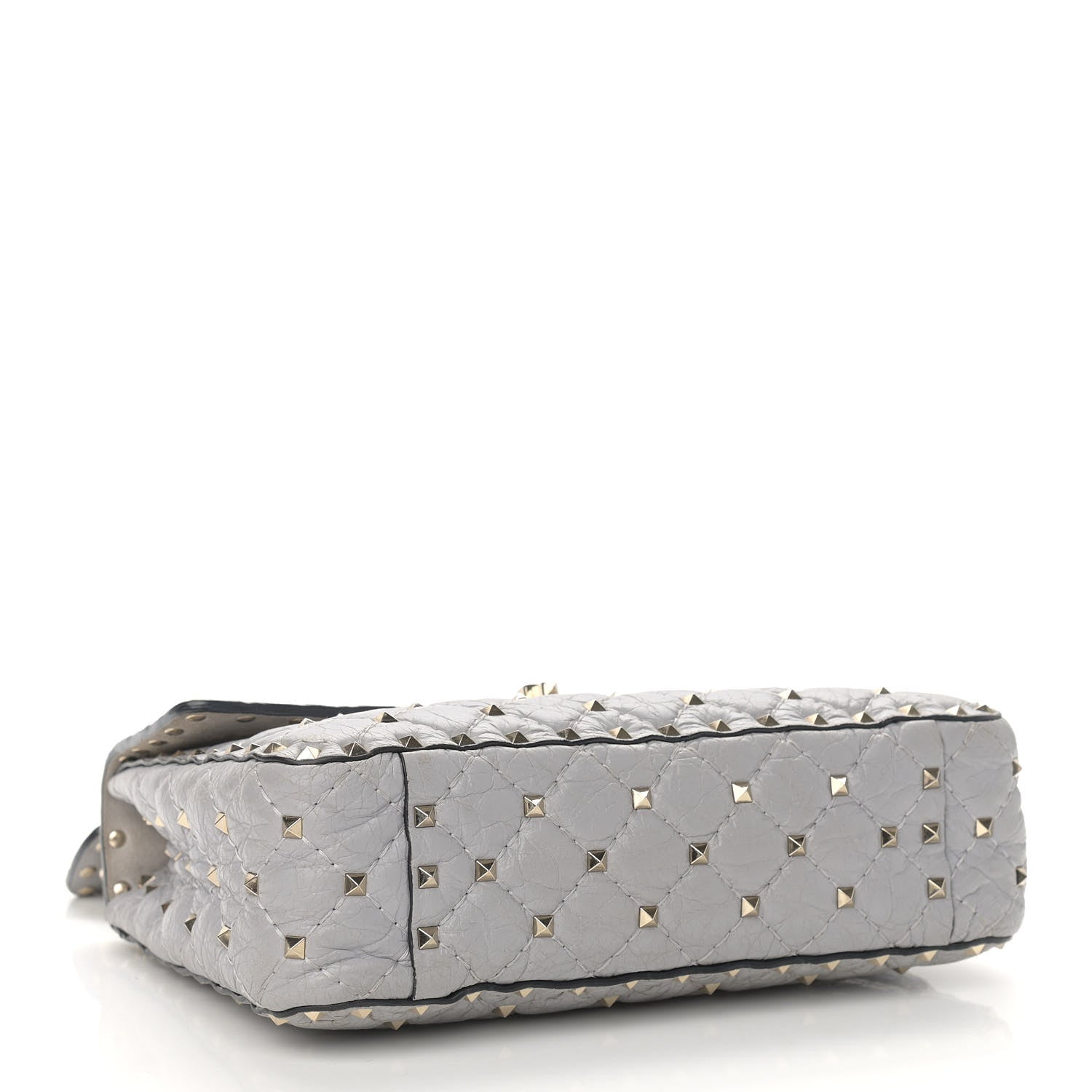 Valentino Garavani Craquele Nappa Medium Rockstud Spike Shoulder Bag Pastel Grey 3 of 11