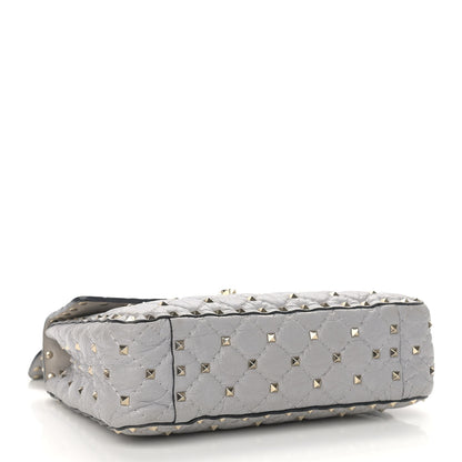 Valentino Garavani Craquele Nappa Medium Rockstud Spike Shoulder Bag Pastel Grey 3 of 11
