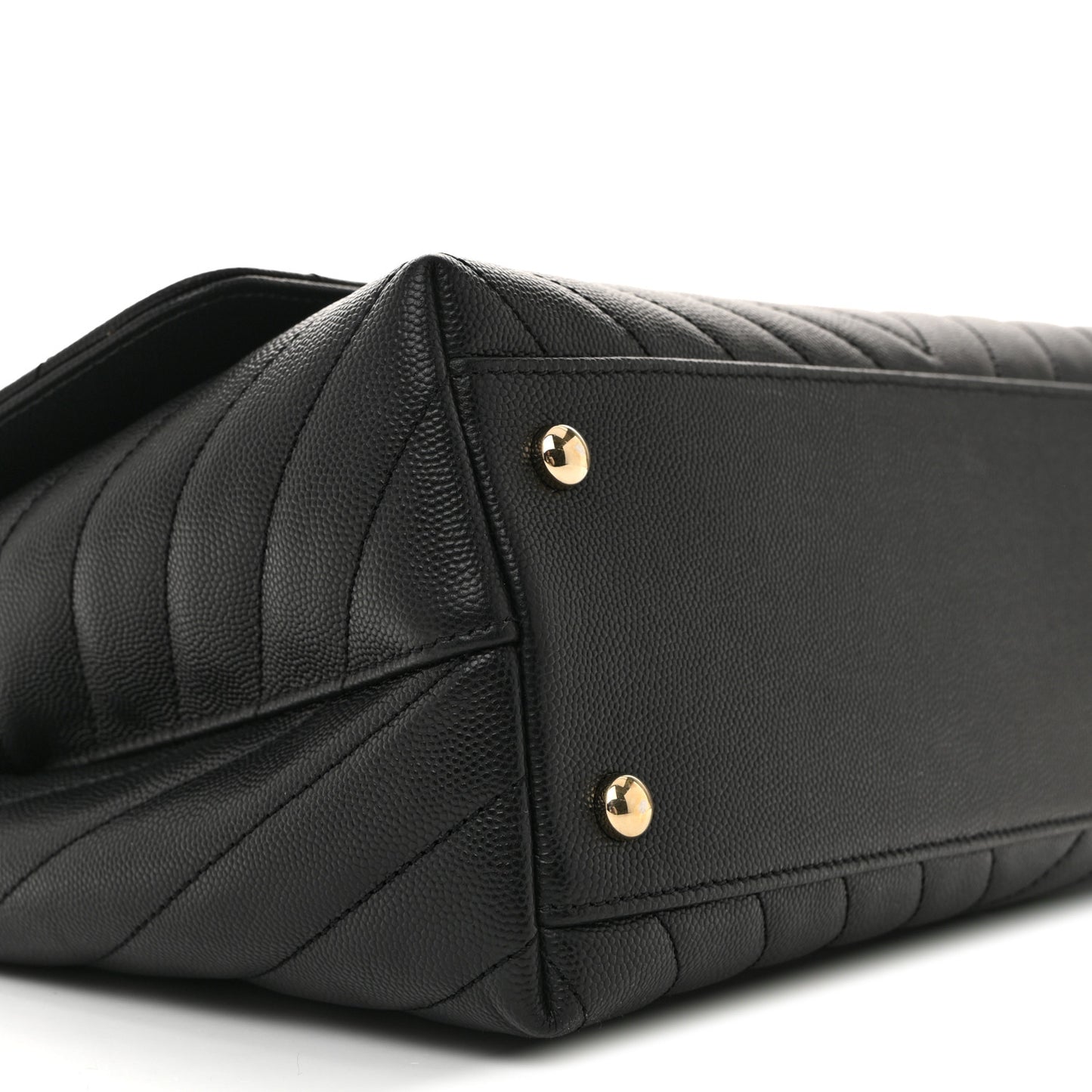 Caviar Lizard Embossed Quilted Chevron Small Coco Handle Flap Black