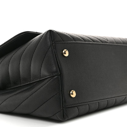 Chanel Caviar Lizard Embossed Quilted Chevron Small Coco Handle Flap Black 9 of 12