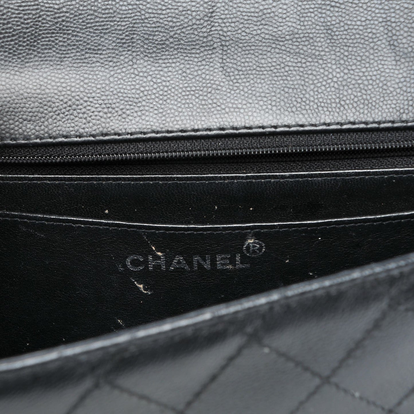 Caviar Stitch Medium Single Flap Black