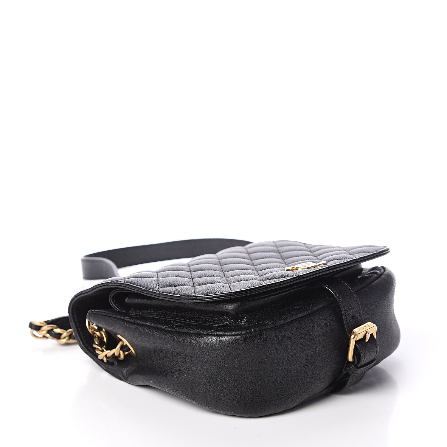 Chanel Grained Calfskin Quilted Messenger Flap Black 3 of 9