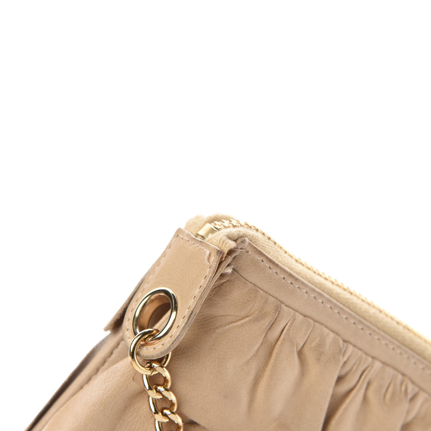 Lambskin Ruffle Evening Bag Beige