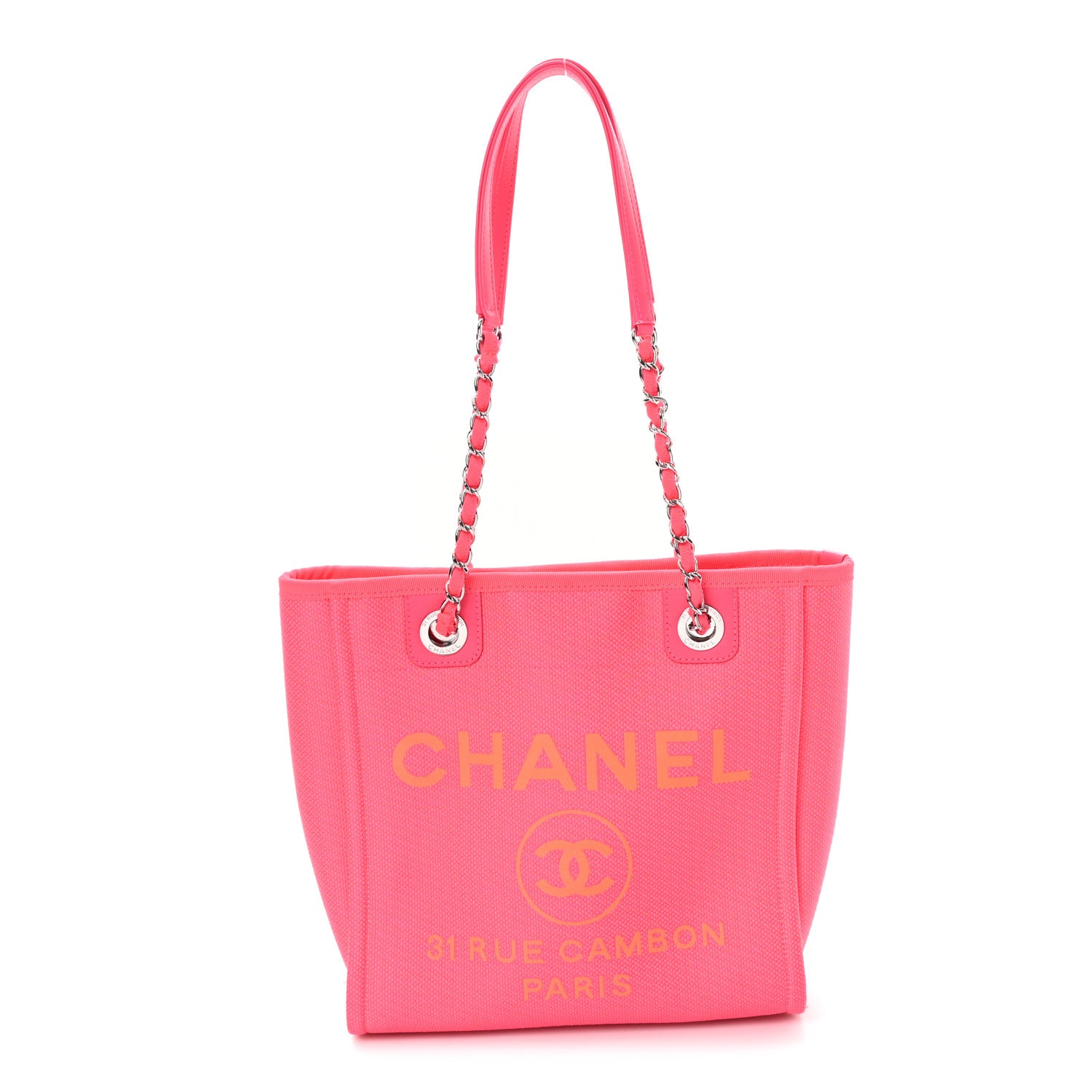Chanel Canvas Mini Deauville Tote Pink Orange 1 of 10