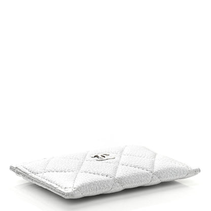 Chanel Metallic Goatskin Quilted CC Card Holder Silver 4 of 9