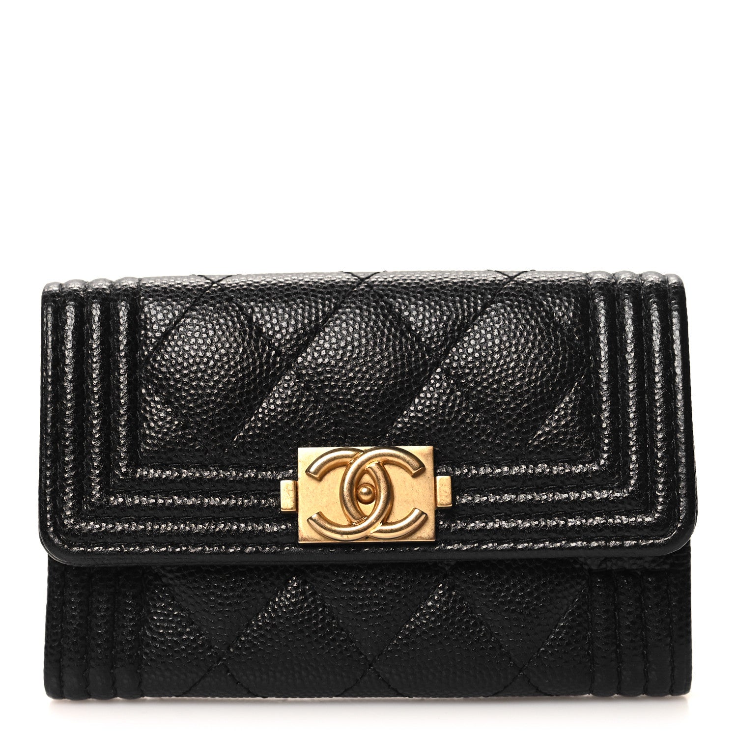 Chanel Caviar Quilted Boy Flap Card Holder Black 1 of 9