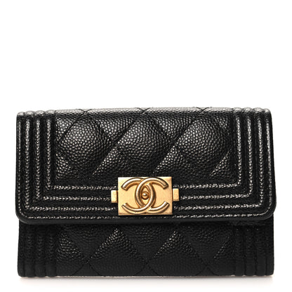 Chanel Caviar Quilted Boy Flap Card Holder Black 1 of 9