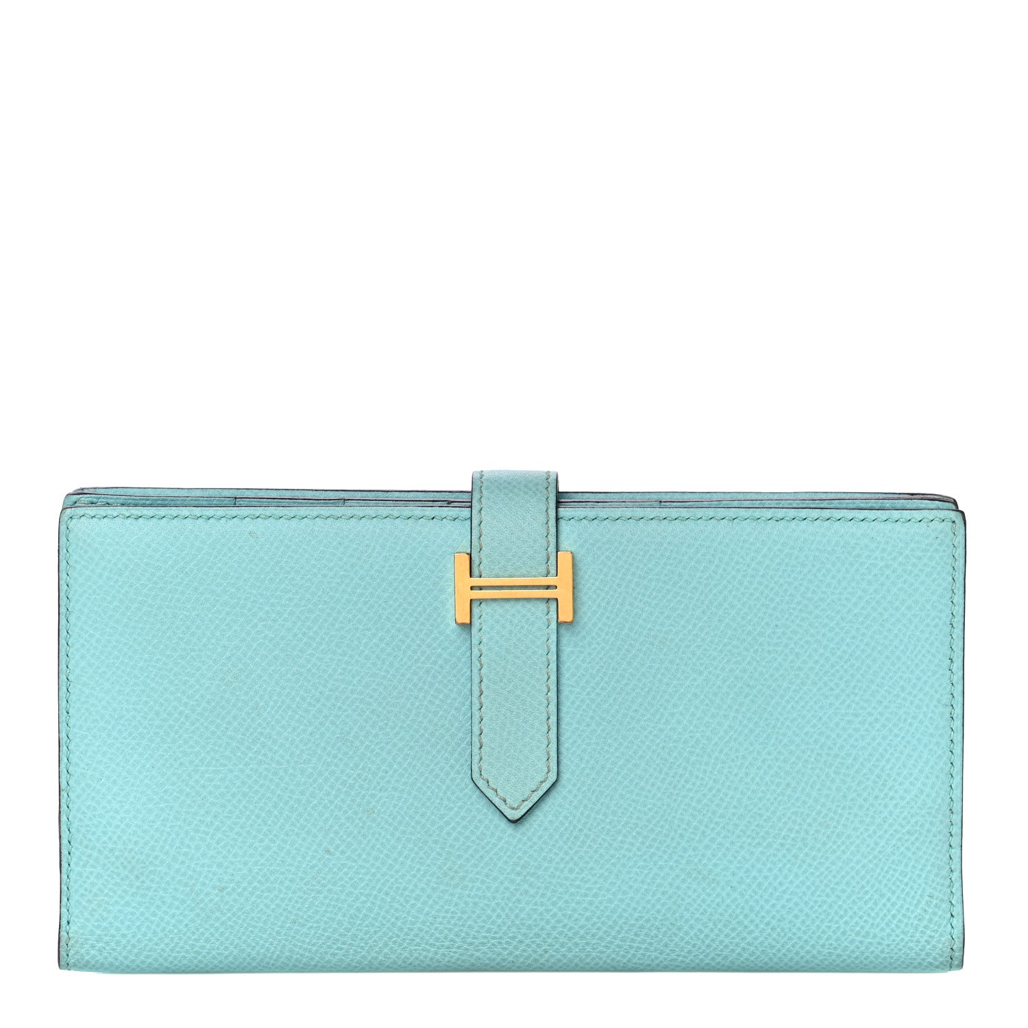 Hermes Epsom Bearn Gusset Wallet Bleu Atoll 1 of 12