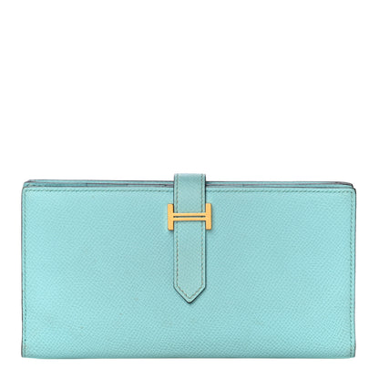Hermes Epsom Bearn Gusset Wallet Bleu Atoll 1 of 12