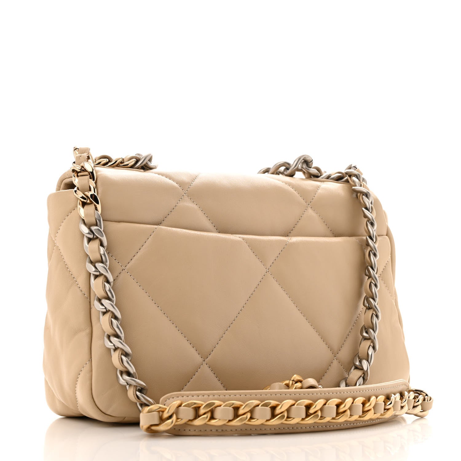 Chanel Lambskin Quilted Medium Chanel 19 Flap Light Beige 3 of 12