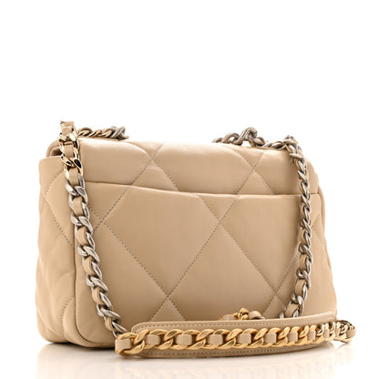 Chanel Lambskin Quilted Medium Chanel 19 Flap Light Beige 3 of 12