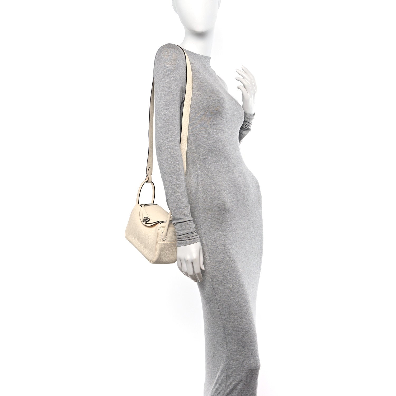 Hermes Taurillon Clemence Mini Lindy 20 Craie 2 of 12