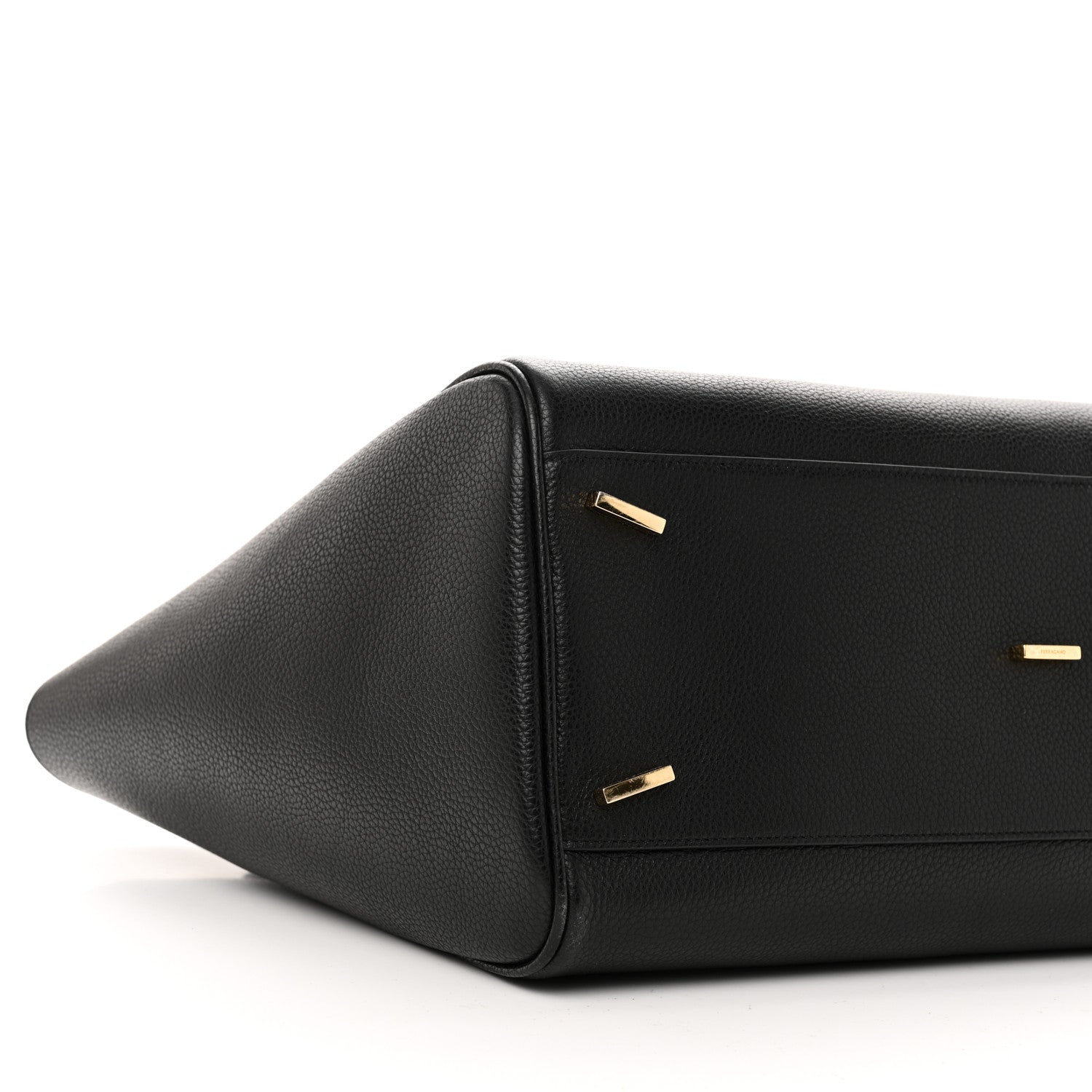 Salvatore Ferragamo Hammered Calfskin XL East West Tote Bag Black