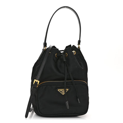 Prada Saffiano Tessuto Nylon Mini Bucket Crossbody Bag Black 1 of 11