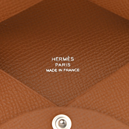Hermes Epsom Calvi Card Case Gold 6 of 8