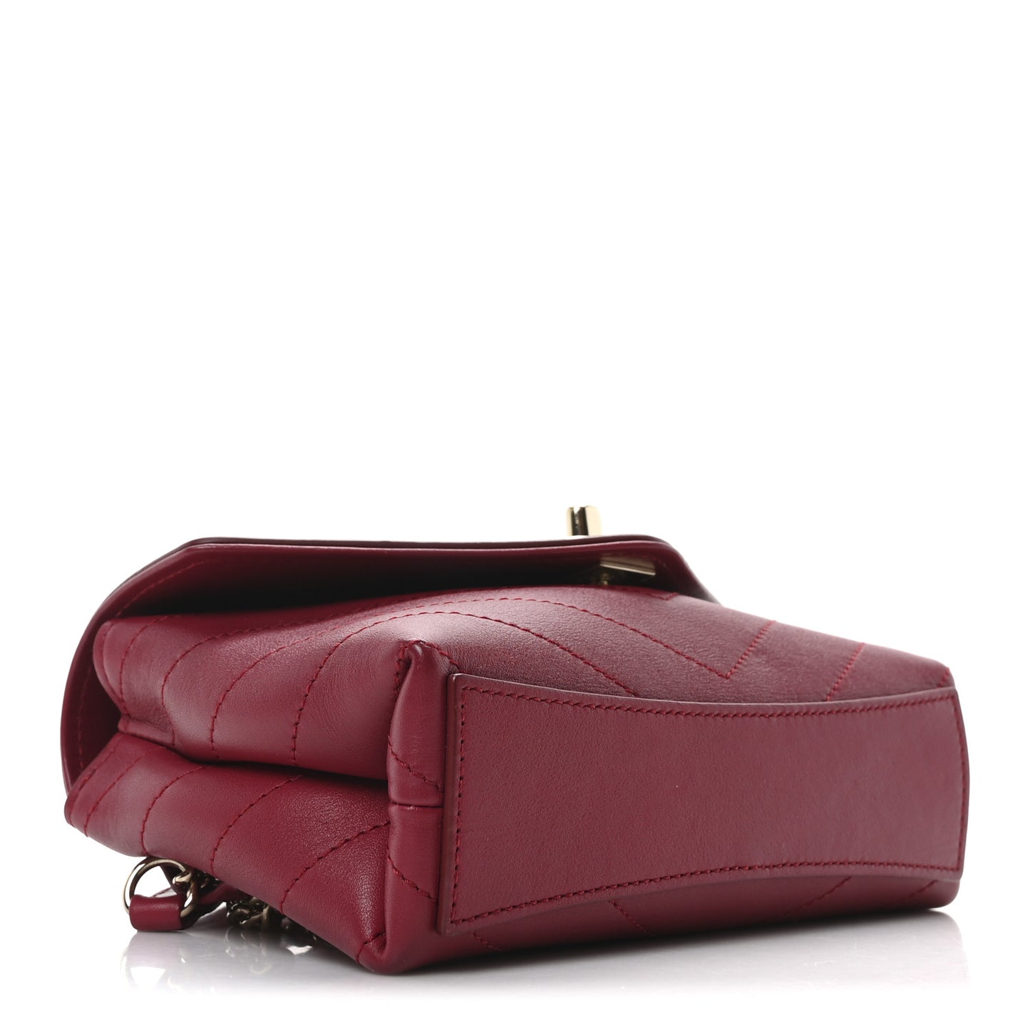 Calfskin Chevron Stitched Coco Waist Bag Red