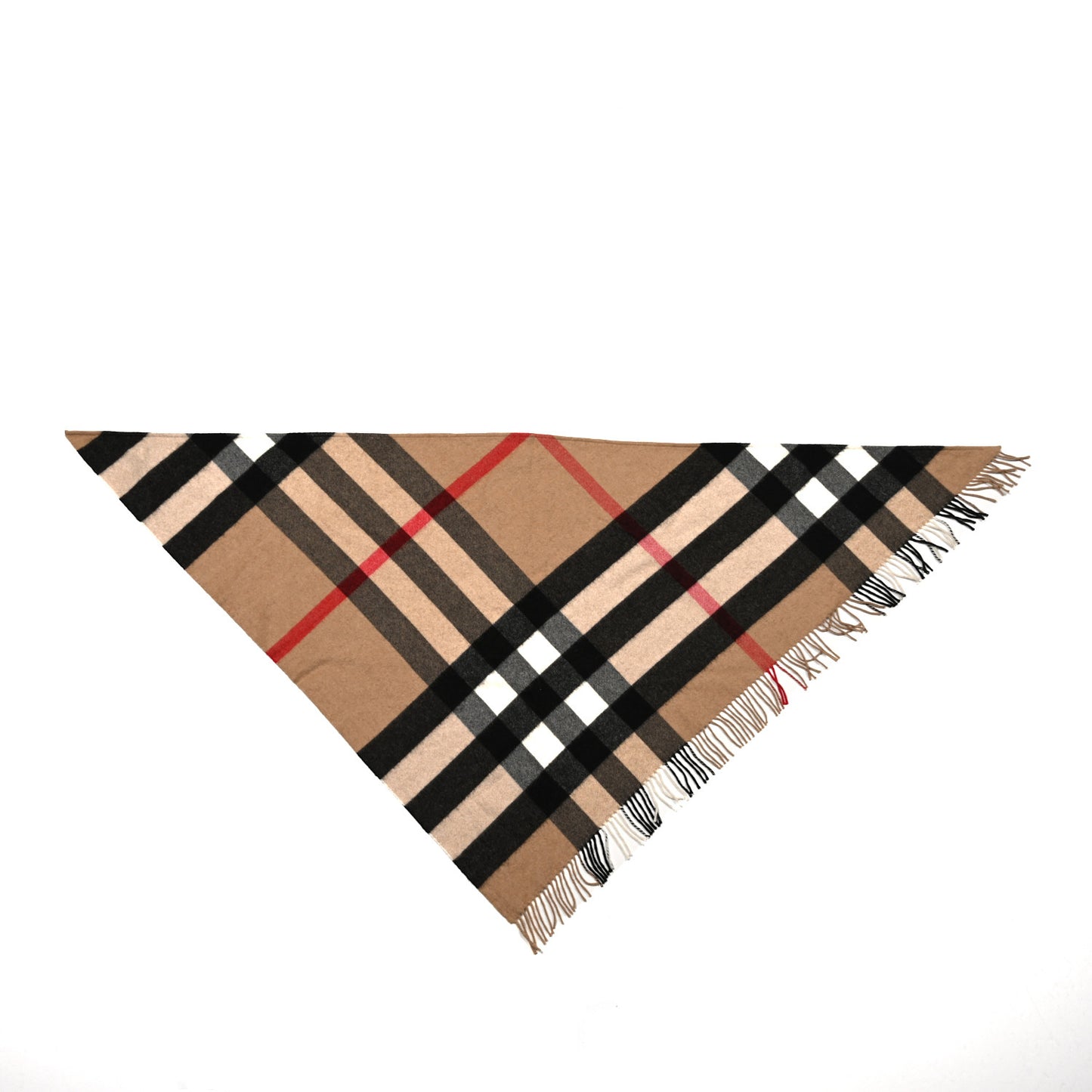 Cashmere Half Mega Check Bandana Scarf Camel