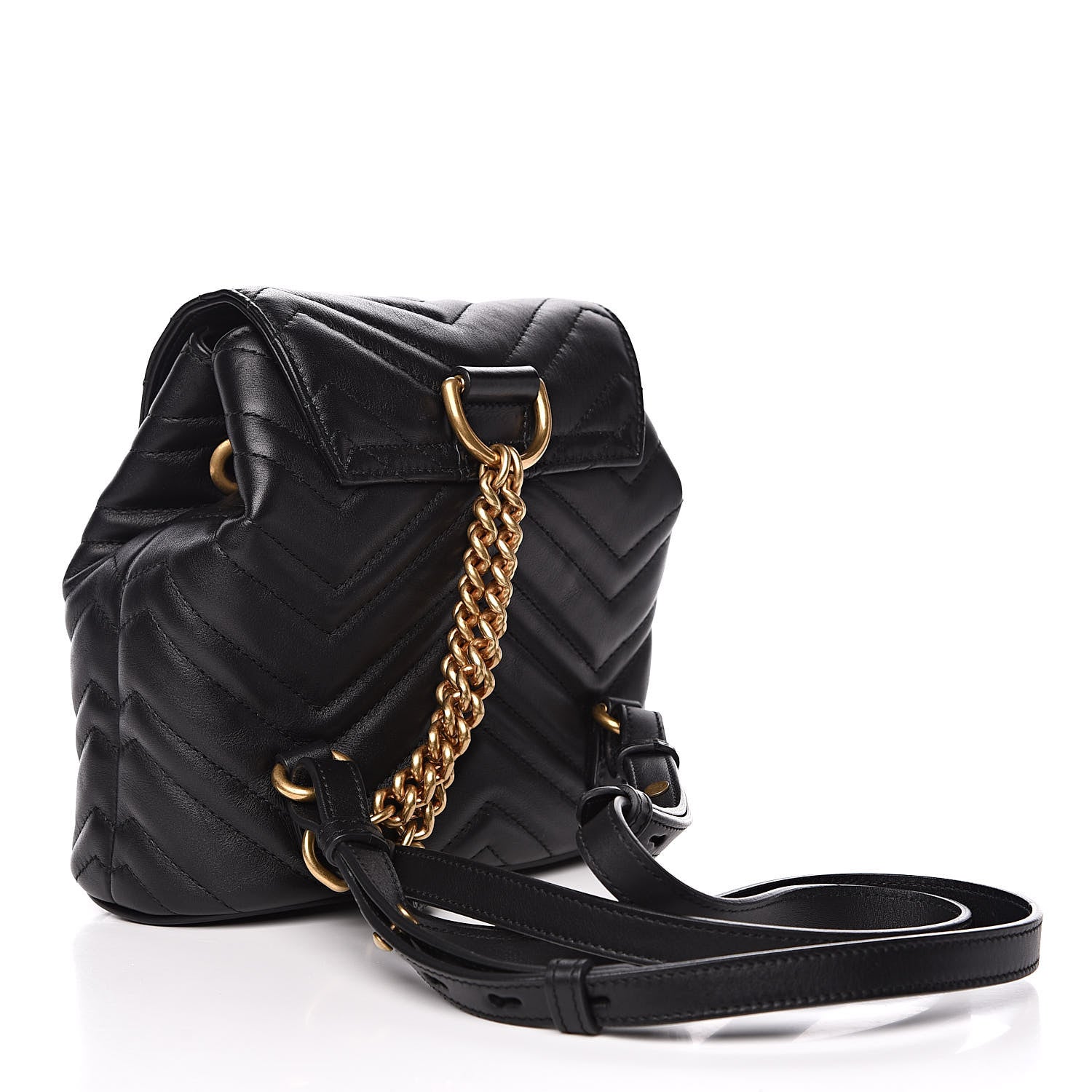 Gucci Calfskin Matelasse GG Marmont Flap Backpack Black 3 of 12