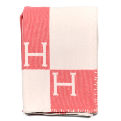 Hermes Wool Cashmere Avalon Baby Blanket Rose Airelle White 1 of 3