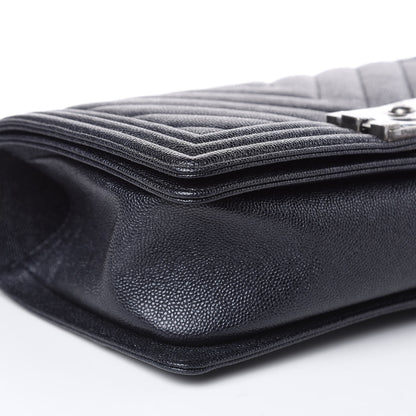 Chanel Caviar Chevron Quilted Medium Boy Flap Navy 14 of 16