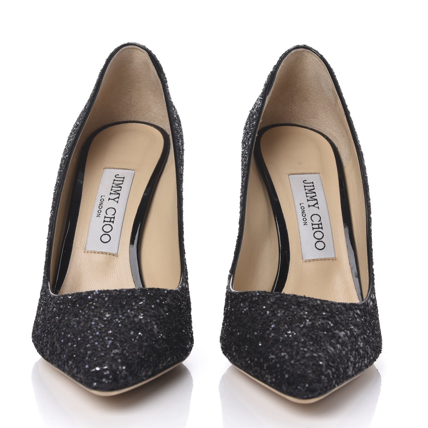 Jimmy Choo Coarse Glitter Pointy Toe Romy 85 Pumps 37 Navy 2 of 10