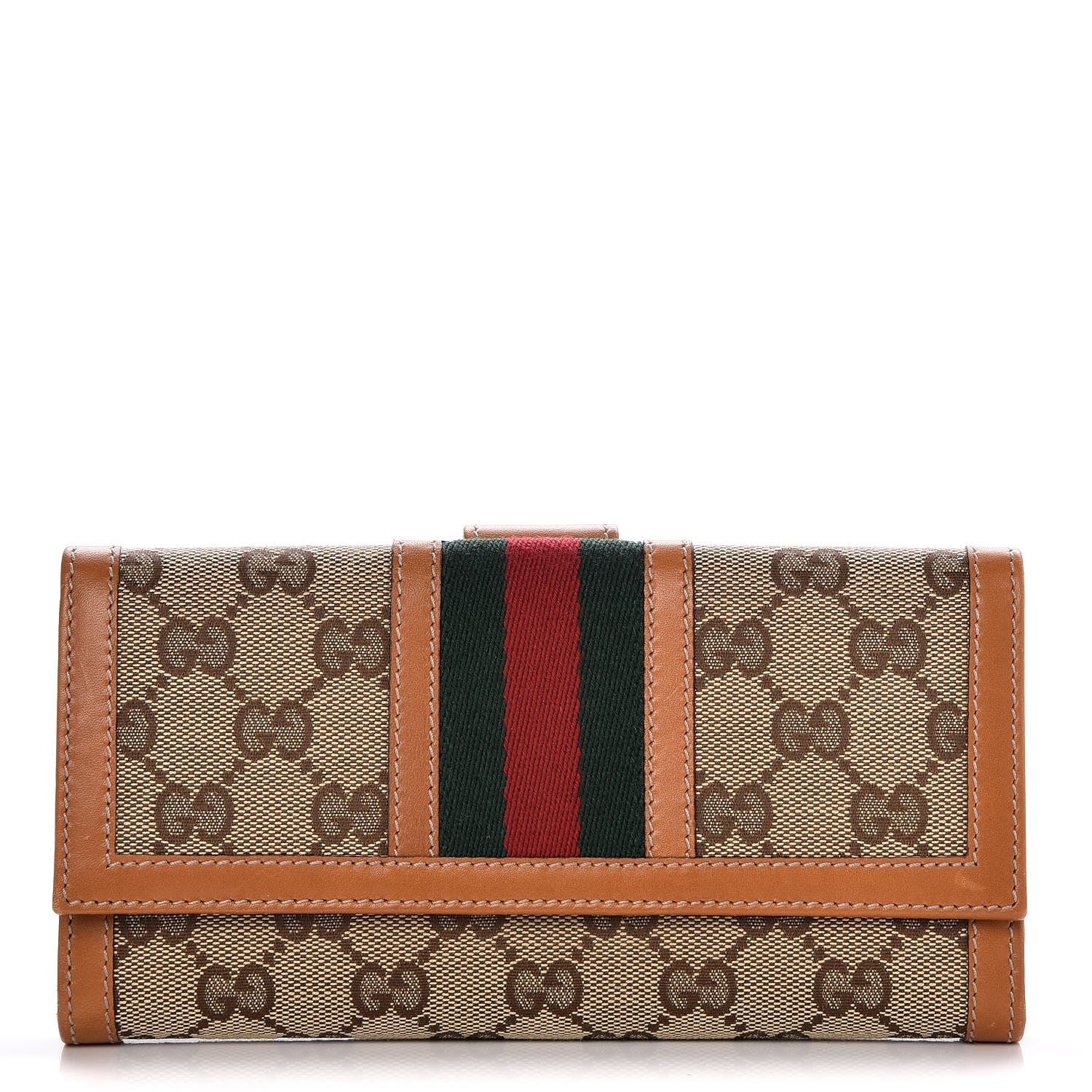 Gucci Monogram Vintage Web Continental Wallet Tobacco 1 of 8