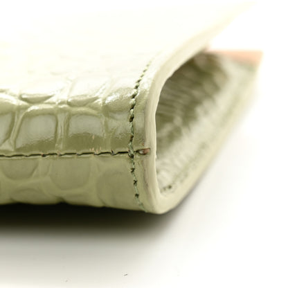 Alexander McQueen Calfskin Crocodile Embossed Knuckle Flat Clutch Sage 11 of 12