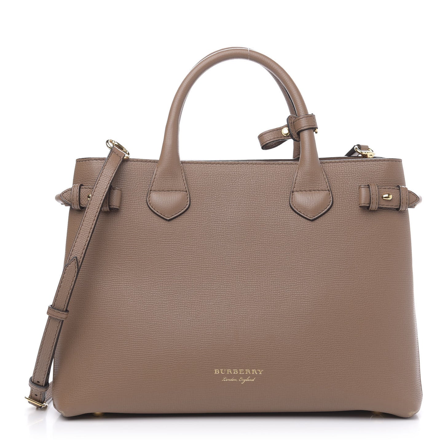 Grainy Calfskin House Check Medium Banner Tote Dark Sand
